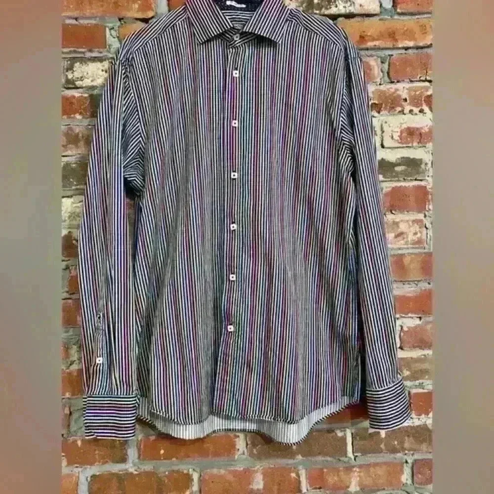 Bugatchi Striped Button Down Size‎ Medium - image 2